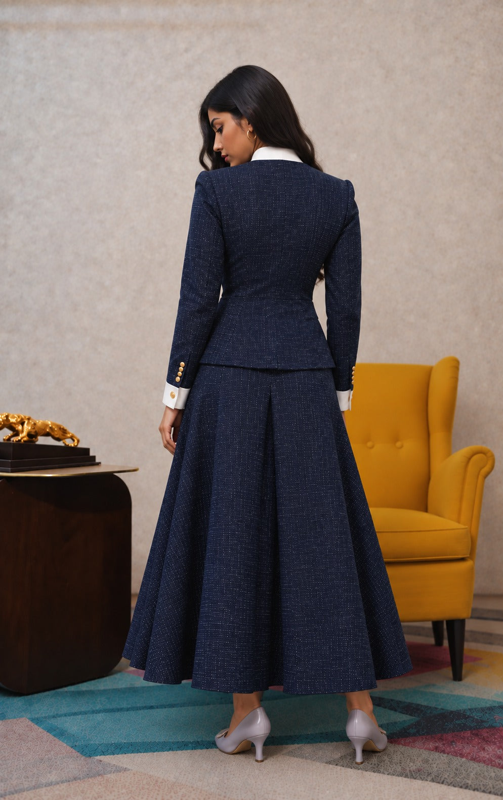 Women2.O Wool navy blue Classic Skirt co-ord set