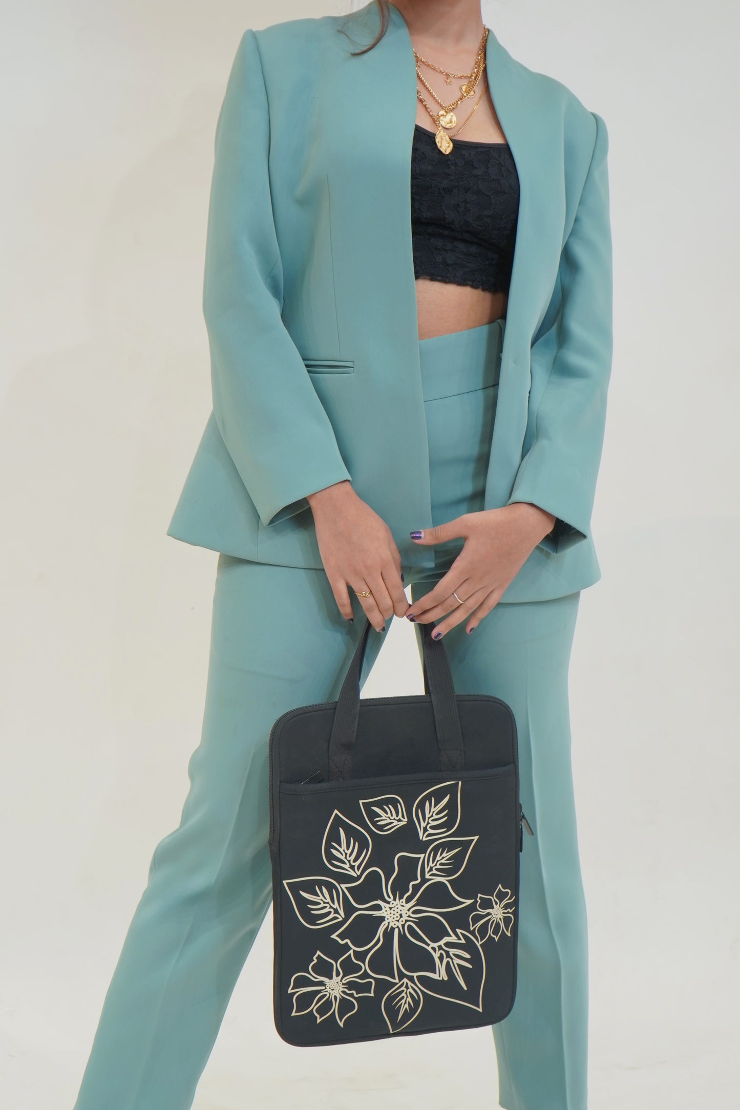 Sage Green Italian wool crepe 2 piece co-ord Blazer Set.