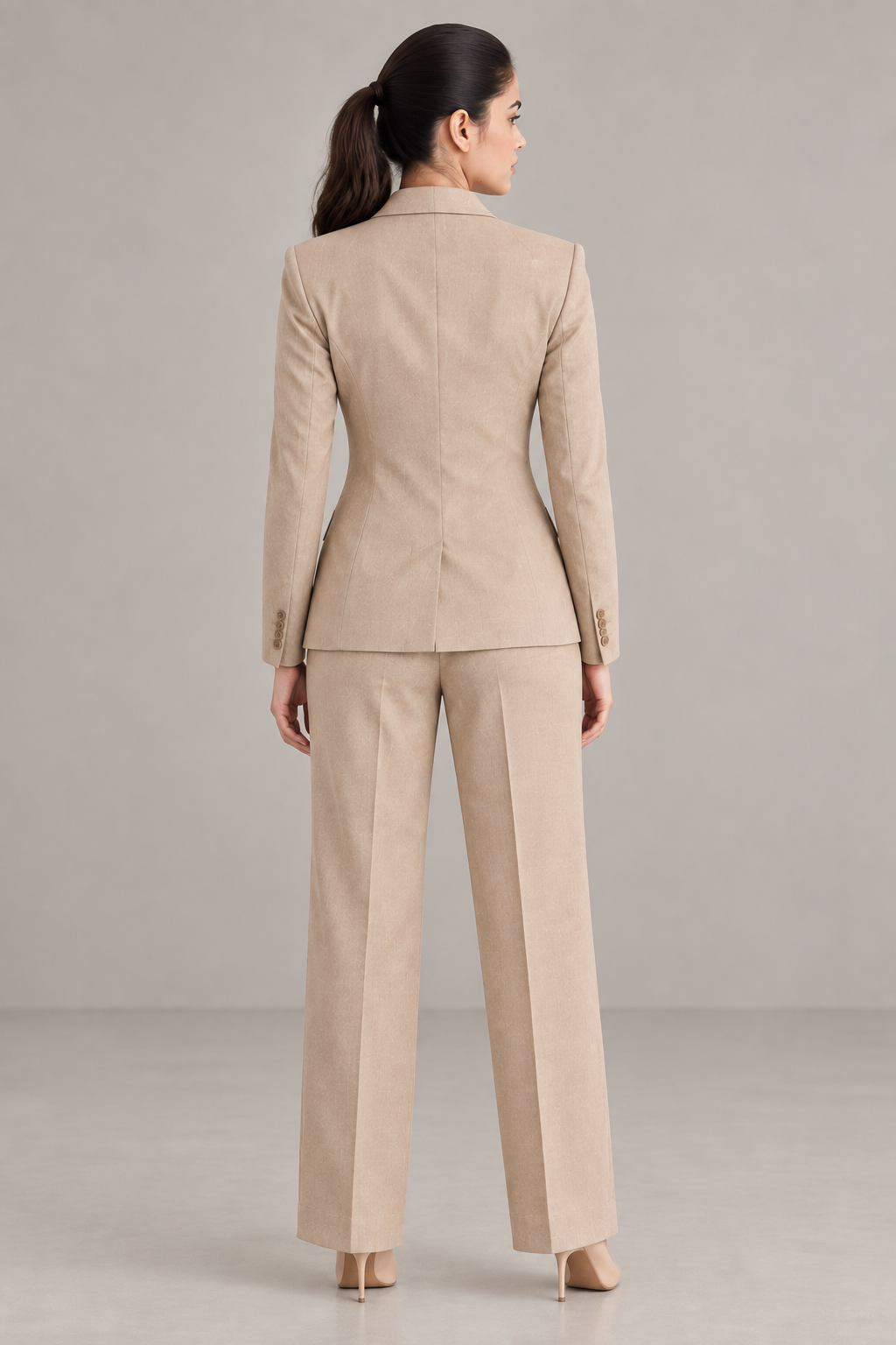 Women's Beige Single-Breasted Formal Suit