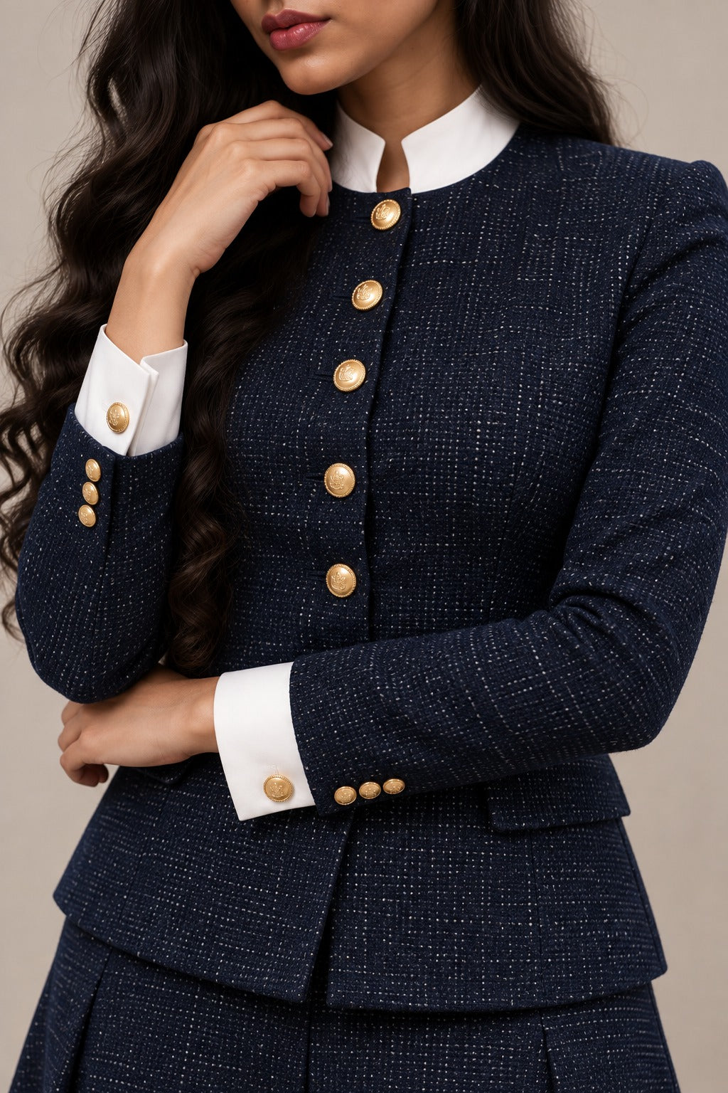Women2.O Wool navy blue Classic Skirt co-ord set