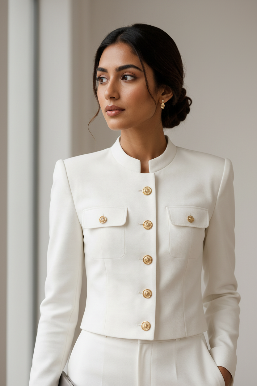 Premium Ivory Office Wear Co-Ord Set for Women | Self-Textured Fabric