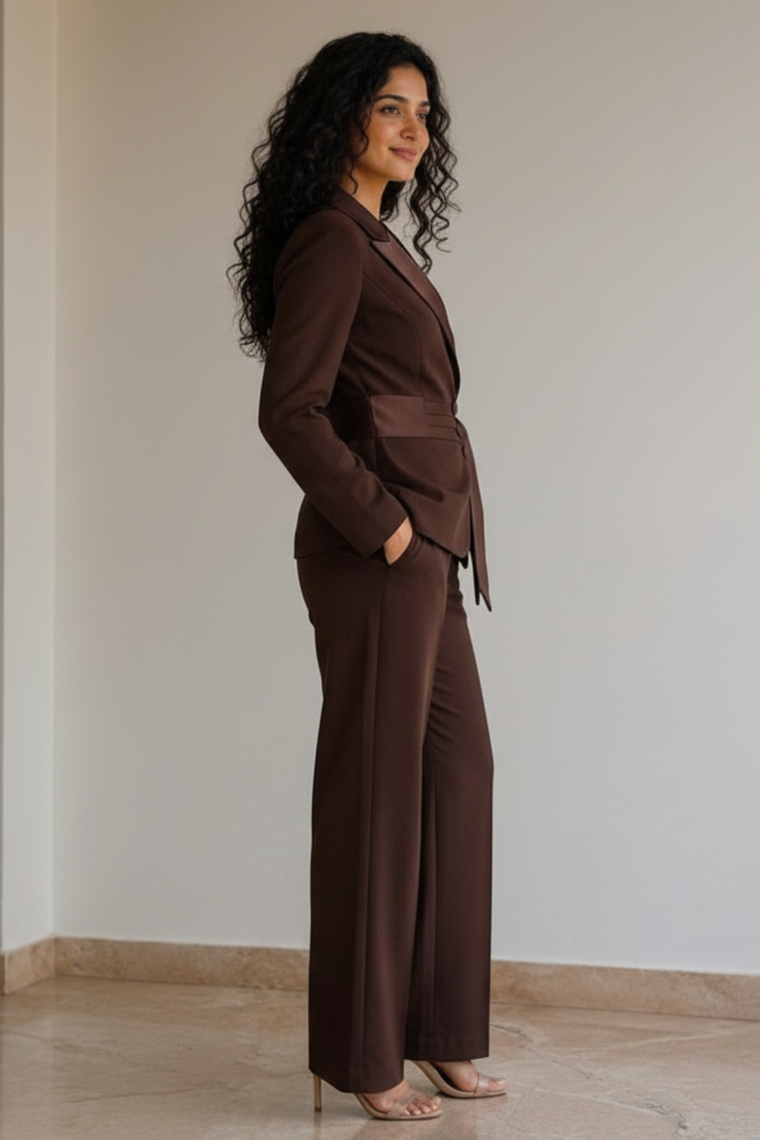 Modern Women's Business Suit with Tie-Waist Blazer
